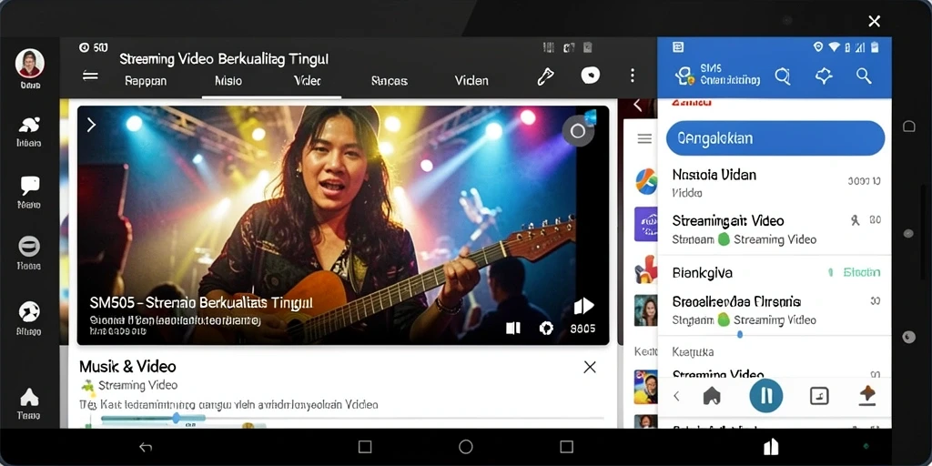 Antarmuka menarik dari aplikasi SM605 untuk Streaming Video.