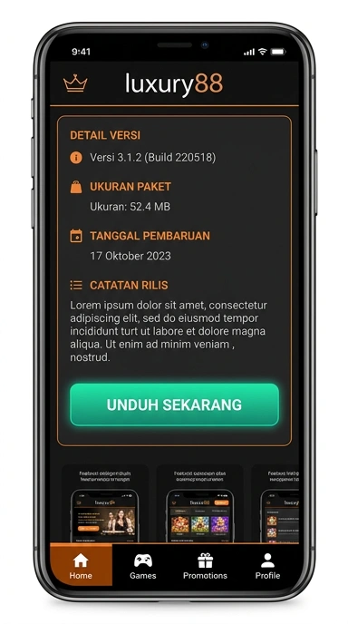 Tampilan halaman APK luxury88