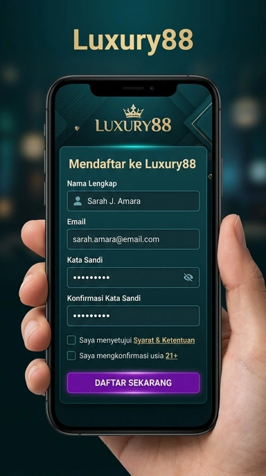 Tampilan halaman daftar luxury88
